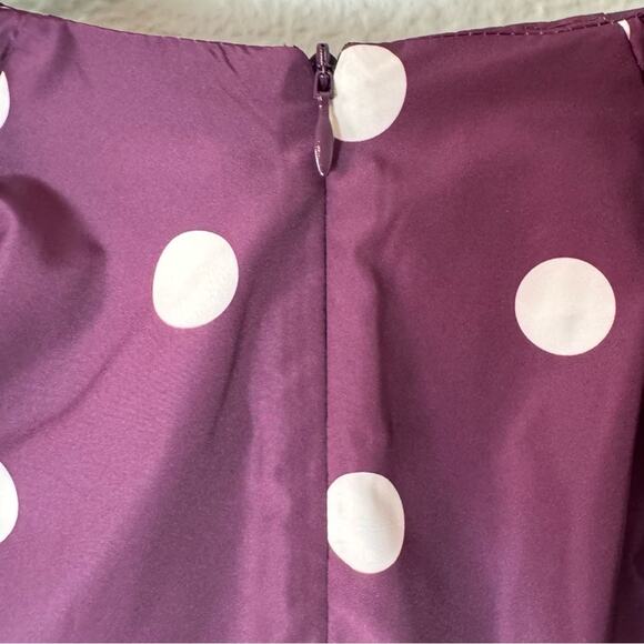 Zara Purple Polkadot Puff Sleeve Square Neck Taffeta Blouse Size Medium - Picture 6 of 9